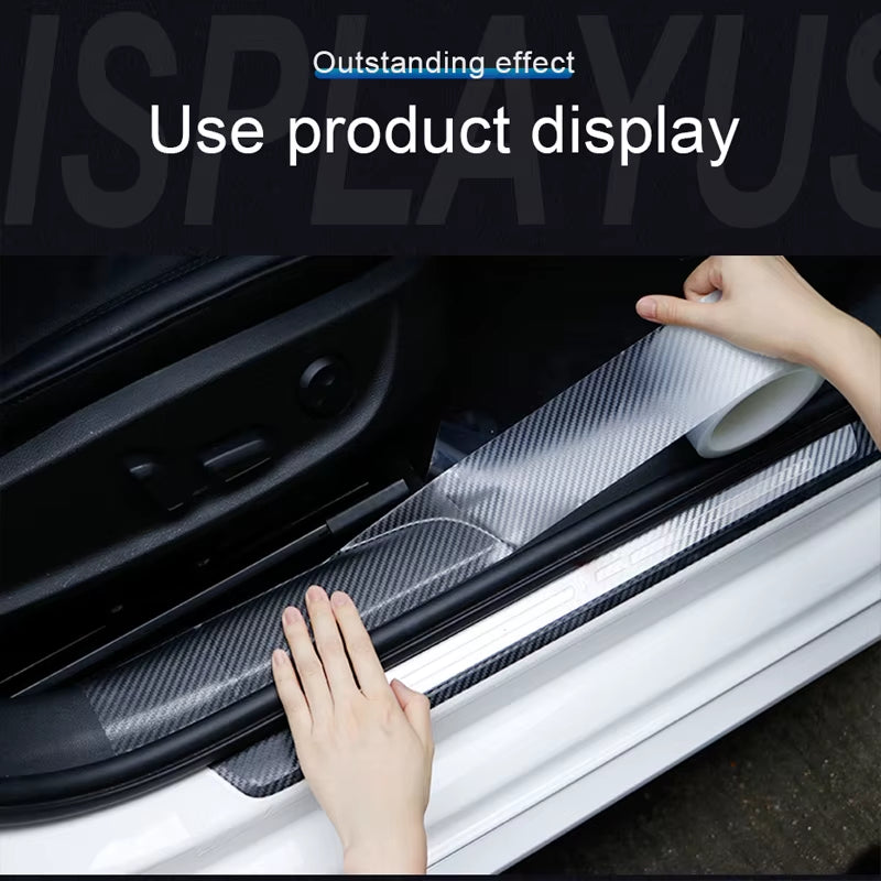 Carbon Fiber Transparent Door Edge Film - Scratch-Resistant Auto Door Sill Protector for Bumpers and Trunks