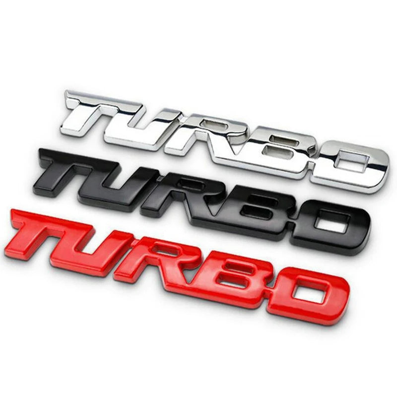 Turbocharged 3D Metal Alloy Car Badge - Decorative Side Marking and Modification Accessory