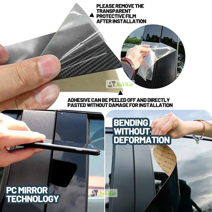 Glossy Black Carbon Fiber Pillar Post Cover Sticker for Hyundai Tucson TL MK3 (2015-2020)