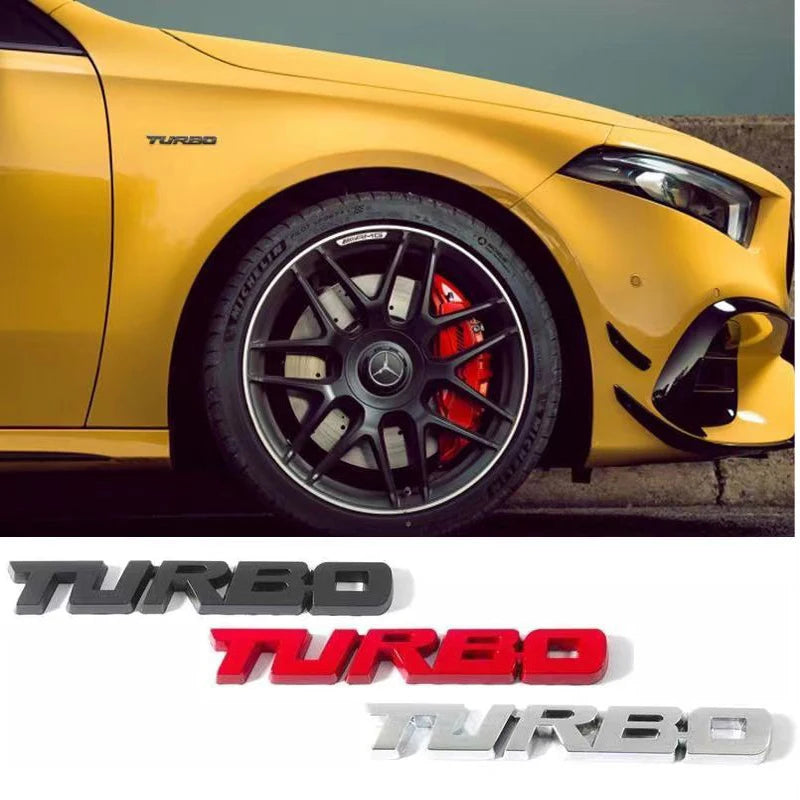Turbocharged 3D Metal Alloy Car Badge - Decorative Side Marking and Modification Accessory