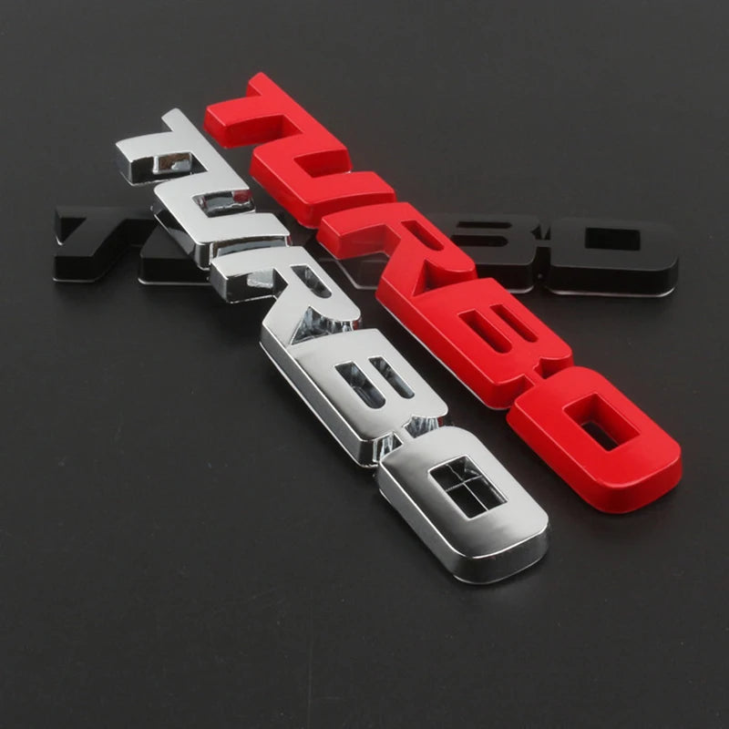Turbocharged 3D Metal Alloy Car Badge - Decorative Side Marking and Modification Accessory