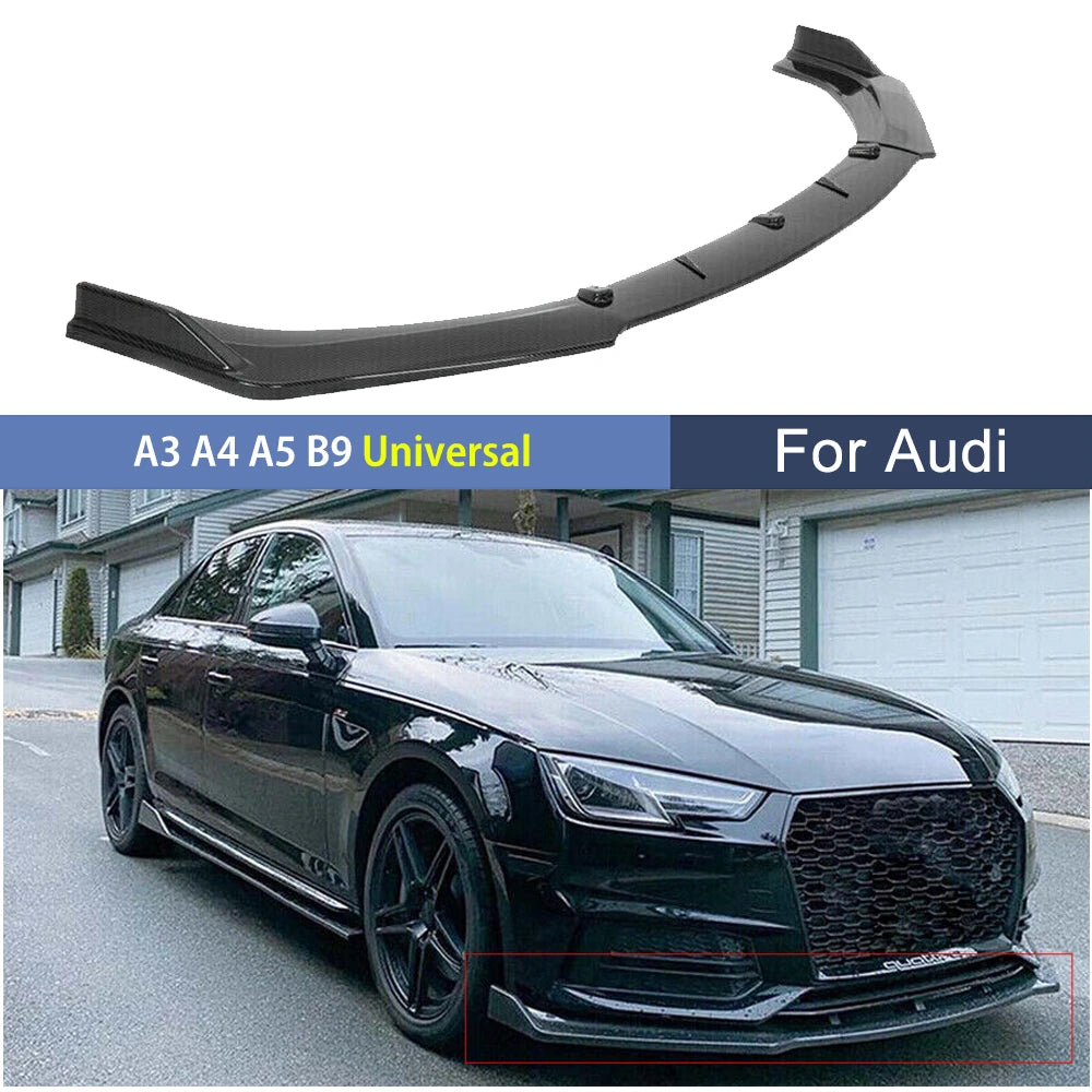 Universal Front Lip Bumper Blade Lower Splitter Spoiler for Audi A3, A4, A5 B9 - Body Kit Tuning Component