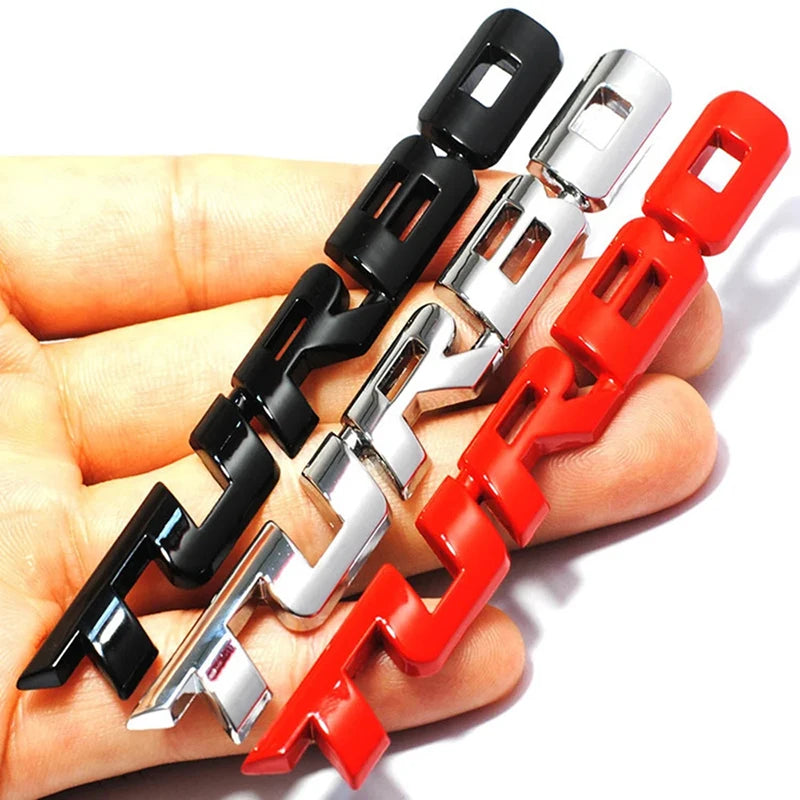 Turbocharged 3D Metal Alloy Car Badge - Decorative Side Marking and Modification Accessory