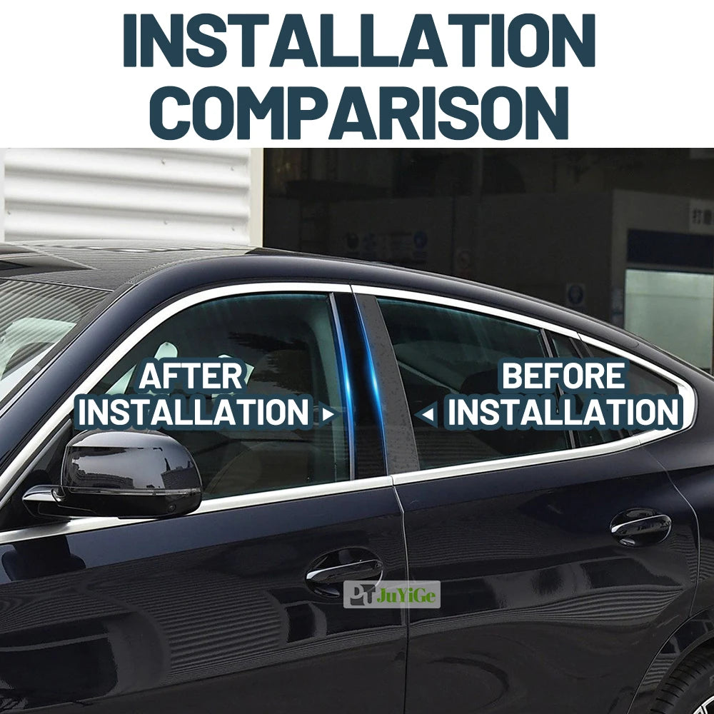 Glossy Black Carbon Fiber Pillar Post Cover Sticker for Hyundai Tucson TL MK3 (2015-2020)