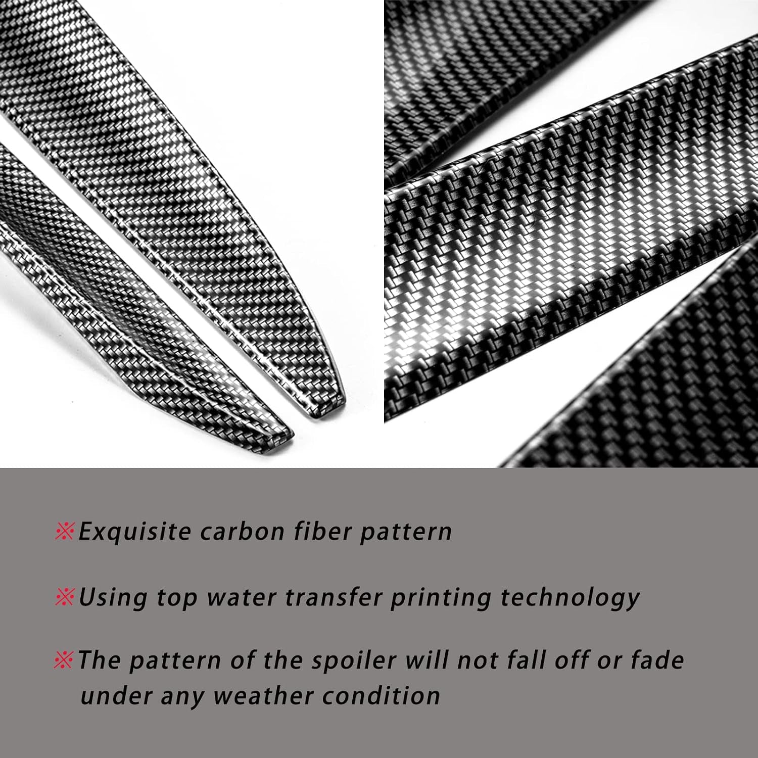 Universal Carbon Fiber Spoiler Wing for Rear Trunk and Roof - 45-53 Inches, Punch-Free Installation