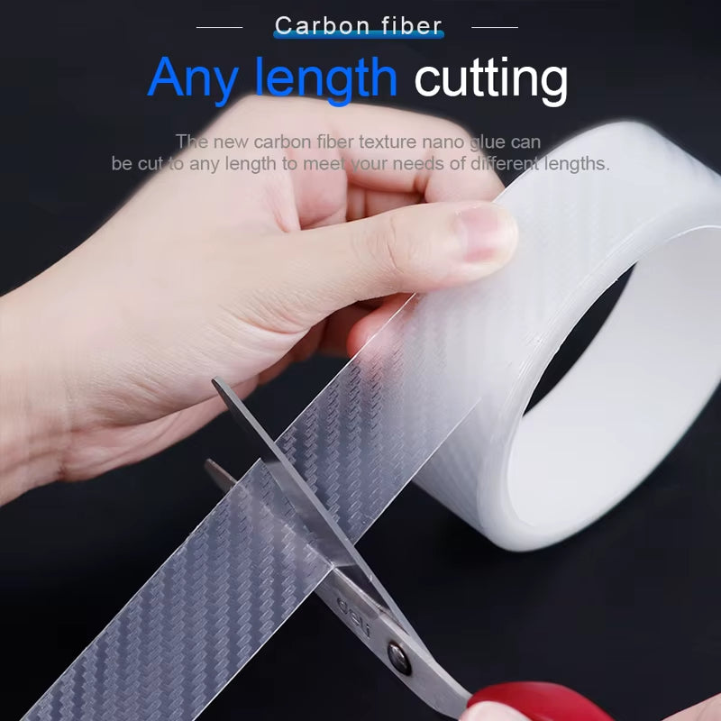 Carbon Fiber Transparent Door Edge Film - Scratch-Resistant Auto Door Sill Protector for Bumpers and Trunks