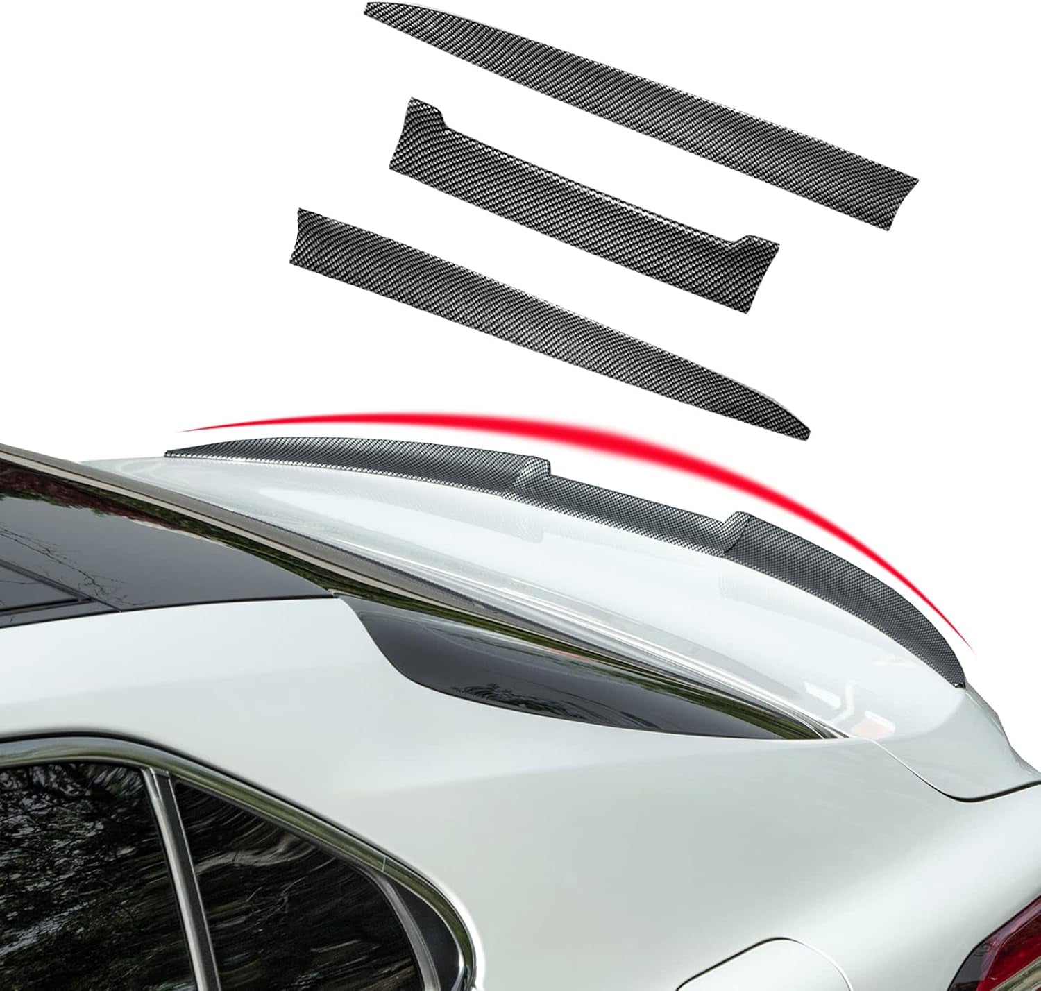Universal Carbon Fiber Spoiler Wing for Rear Trunk and Roof - 45-53 Inches, Punch-Free Installation