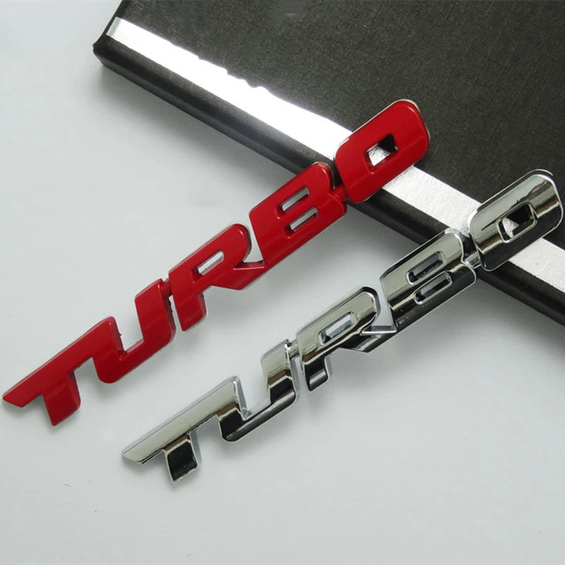 Turbocharged 3D Metal Alloy Car Badge - Decorative Side Marking and Modification Accessory