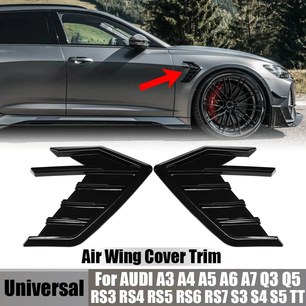 Universal Car Side Vent Fender Spoiler Outflow Vent Sticker for Audi A3, A4, A5, A6, A7, S3, S4, S5, S6, S7, RS3, RS4, RS5, RS6, RS7