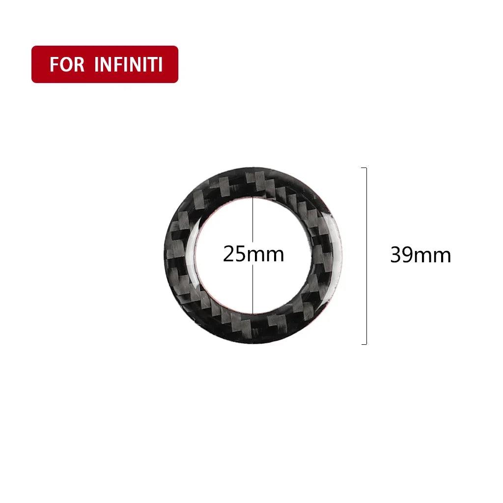 Car Interior Engine Start/Stop Button Panel Ring Cover Trim Decal for Infiniti Q50 Q60 - Carbon Fiber Auto Accessories
