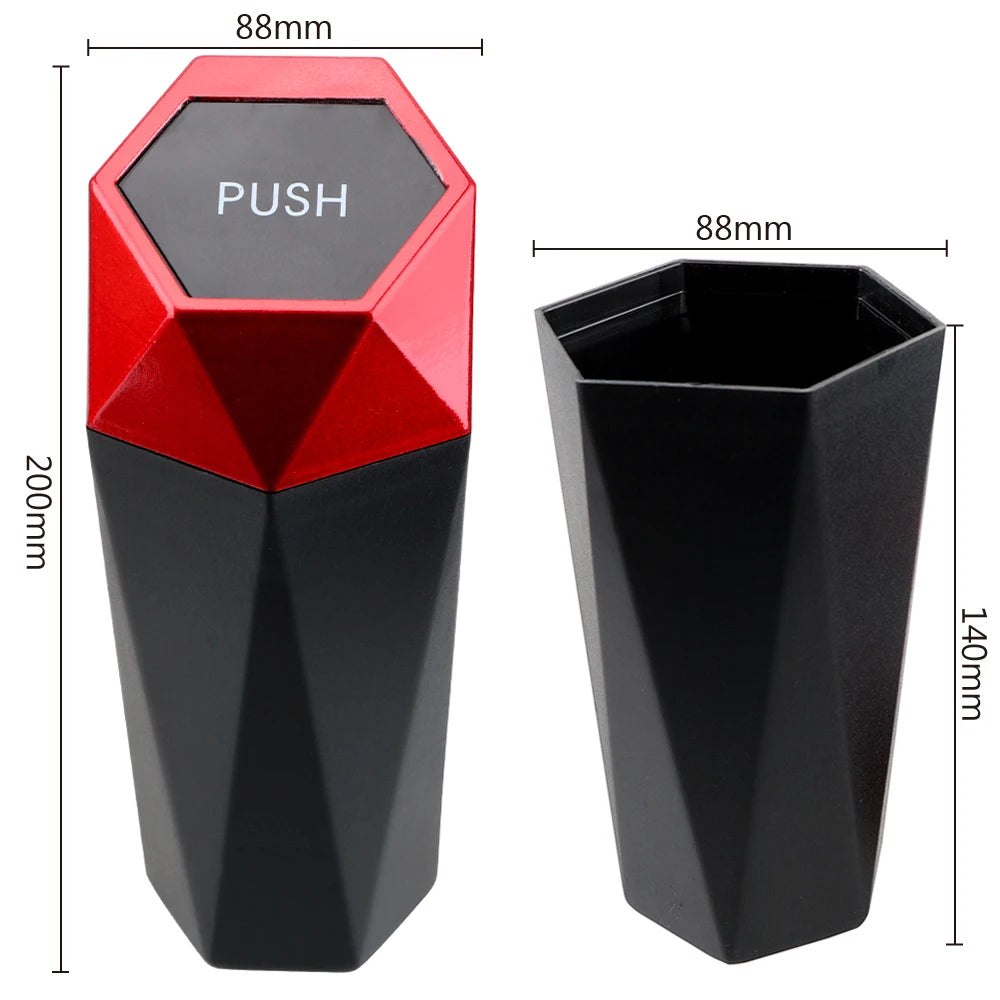 Portable Automotive Trash Bin with Lid - Leak-Proof Mini Garbage Can for Car, Home, Bedroom, and Office